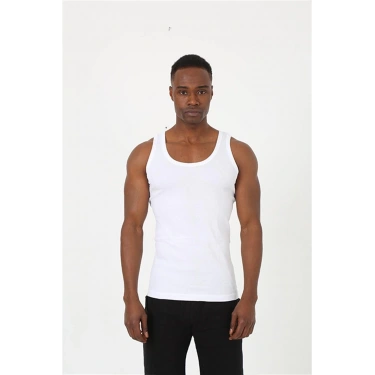 Moda Erkek Beyaz Sporcu Ribana Atlet