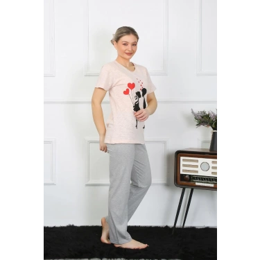 Moda Kadın Kısa Kol Penye Pijama Takım