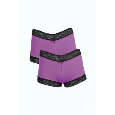 Moda Kadın Pamuklu 2li Boxer Mor