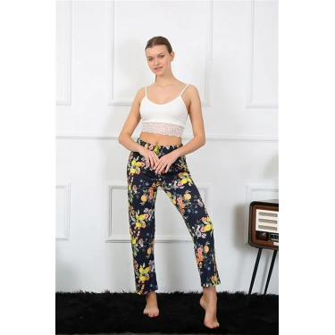 Moda Kadın Pamuklu Alt Pijama Lacivert