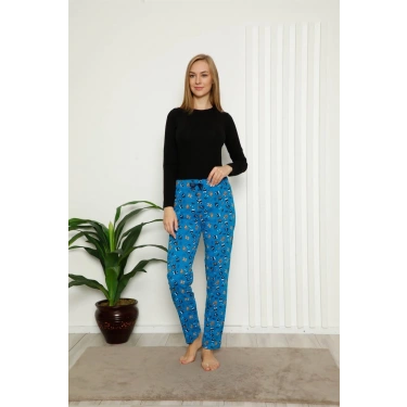 Moda Kadın Pamuklu Alt Pijama Saks