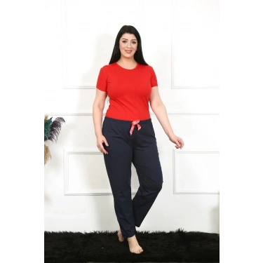 Moda Kadın Pamuklu Büyük Beden Alt Pijama Lacivert