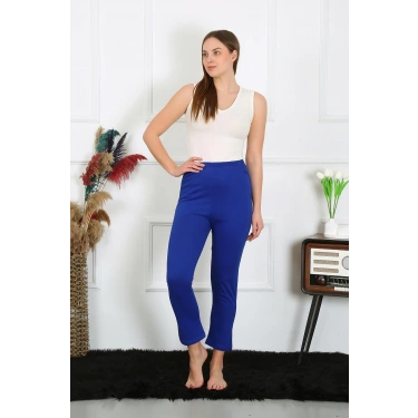 Moda Kadın Pamuklu Sax Tek Alt Pijama