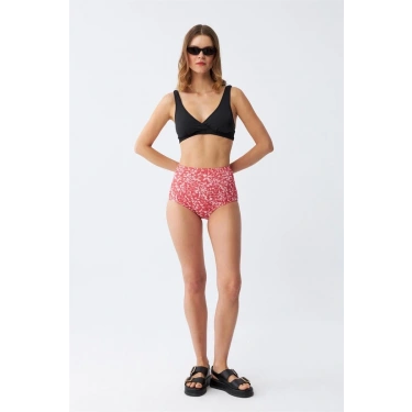 Moda Kadın Pedli Yüksek Bel Bikini Takımı - Siyah