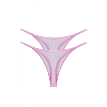 Moda Kadın Pembe Transparan 2li Tanga Slip
