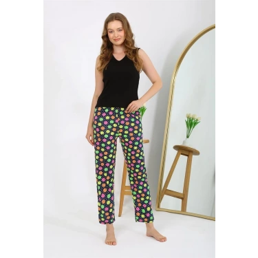 Moda Kadın Penye Smile Desenli Tek Alt Pijama