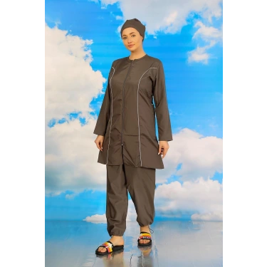 Moda Kadın Tam Tesettür Füme Mayo