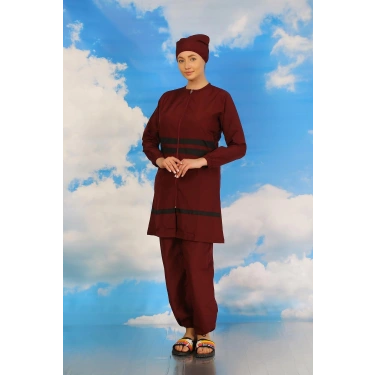 Moda Kadın Tam Tesettür Mayo Bordo