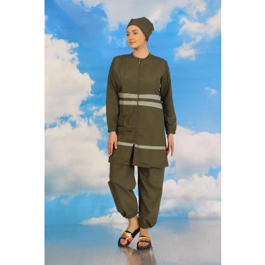 Moda Kadın Tam Tesettür Mayo Haki