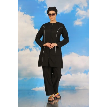 Moda Kadın Tam Tesettür Siyah Mayo