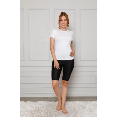 Moda Microfiber Diz Üstü Tayt Siyah