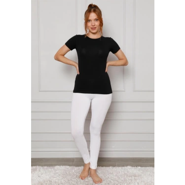 Moda Penye Likralı Tayt Beyaz