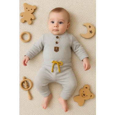 New Waffle Çıtlı Düğmeli 2li Mevsimlik Takım