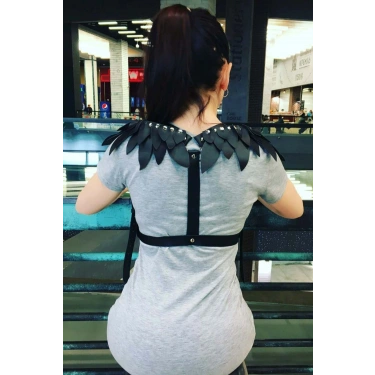 Omuz Parça Kanatlı Deri Harness - Brf726
