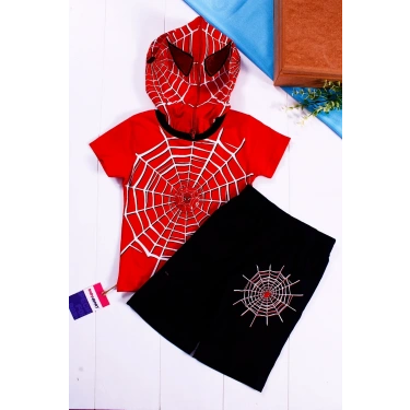 Örümcek Adam Desenli Kapişonlu Erkek Çocuk Takımı