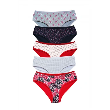 Pamuklu Geniş Kenarlı Likralı Desenli Bato Kadın Külot 5li Paket Set 1