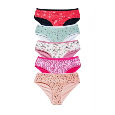 Pamuklu Geniş Kenarlı Likralı Desenli Bato Kadın Külot 5li Paket Set 2