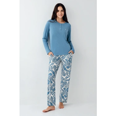 Pierre Cardin 9075-s Kadın Uzun Kol Pijama Takım