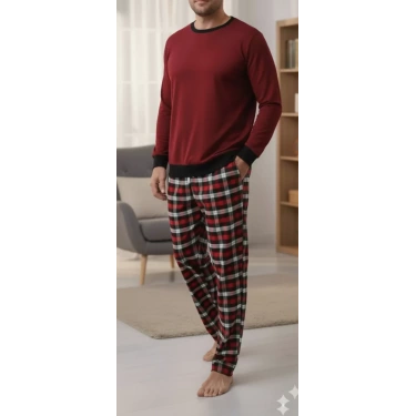 Pijalüx Battal Tek Alt Cepli Ekose Pijama