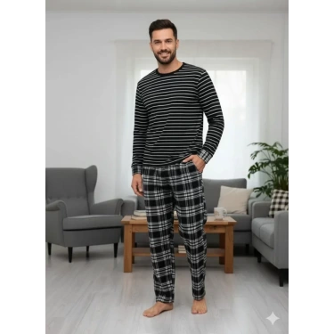Pijalüx Tek Alt Cepli Ekose Pijama Battal