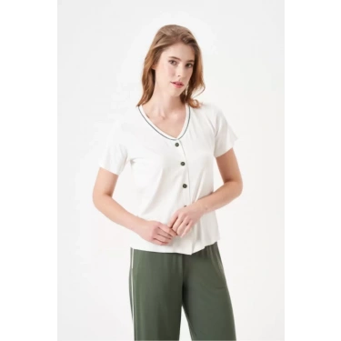 Pjs 29022 Kadın Düğmeli Pijama Takım