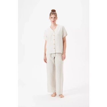 Pjs 29098 Kadın Düğmeli Pijama Takım