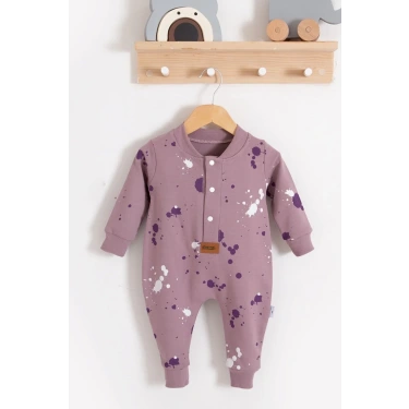 Puantiye Desenli Pamuklu Kız Bebek Tulum