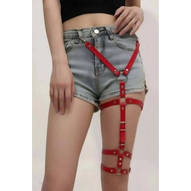 Şık Deri Tek Bacaklı Jartiyer Harness - Brf942
