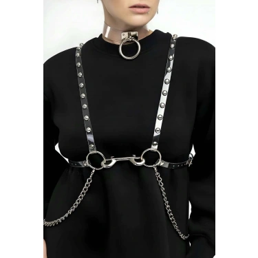 Şık - Şeffaf Kemer Ve Choker Takım - Brf826