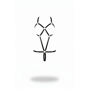 Siyah Body Harness Metal Halkalı Çapraz Vücut Kuşamı - Brf240