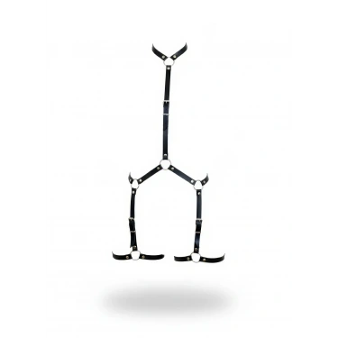 Siyah Body Harness Suni Deri Ayarlanabilir Bacak Detaylı - Brf234