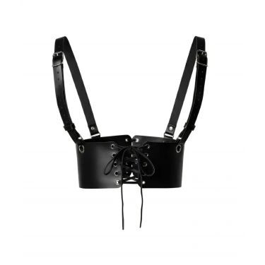 Siyah Deri Kadın Elbise Kemeri, Omuzdan Askılı Elbise Kemeri - Brf1429