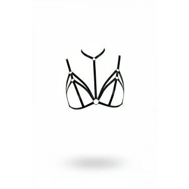 Siyah Göğüs Harness Boyunluklu Halkalı Çapraz Bant Detayı - Brf103