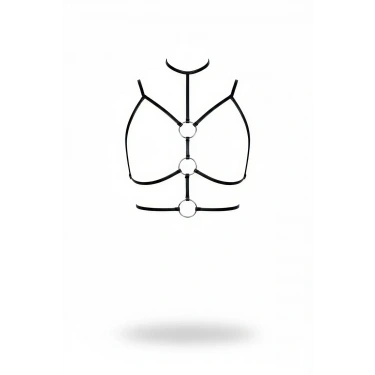 Siyah Göğüs Harness Suni Deri Halka Detaylı Boyunluklu - Brf184