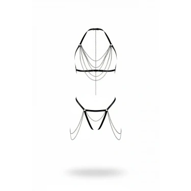 Siyah Harness Takım Çok Katmanlı Zincir Detaylı - Brf1065