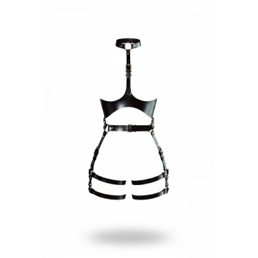 Siyah Harness Takım Deri Gerdanlık Detaylı Tokalı - Brf1386