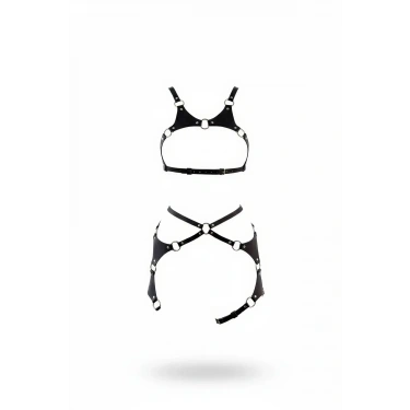 Siyah Harness Takım Deri O-halkalı Ayarlanabilir - Brf1253