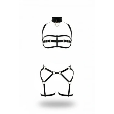 Siyah Harness Takım O Halka Detaylı Tokalı - Brf242