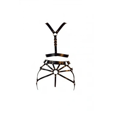 Siyah Harness Takım Suni Deri Omuz Ve Bel Detaylı - Brf1193
