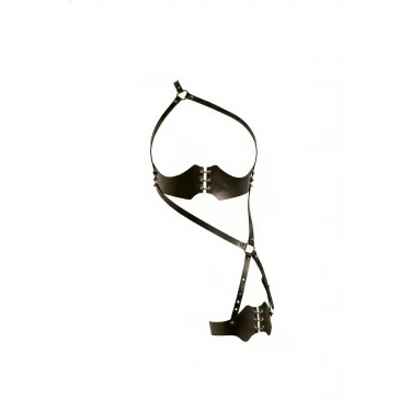 Siyah Jartiyer Harness Deri Zımba Detaylı Vücut Aksesuarı - Brf1372