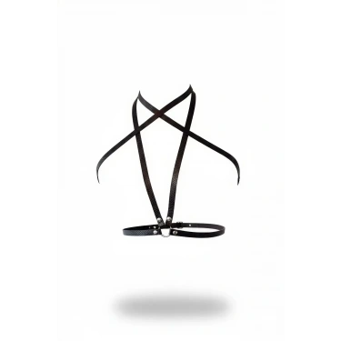 Siyah Kadın Kemer Deri Çapraz Bantlı Vücut Aksesuarı - Brf15