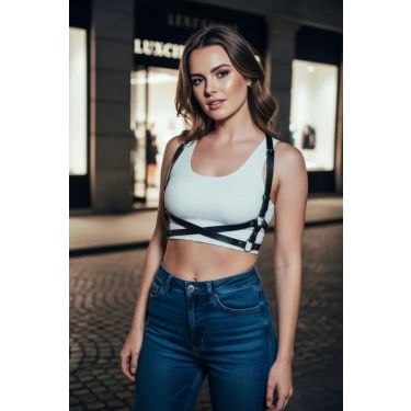 Siyah Kadın Kemer Suni Deri Çapraz Vücut Aksesuarı - Brf204