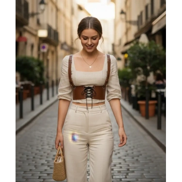 Taba Kadın Kemer Bağcıklı Geniş Korse Detaylı - Brf1429