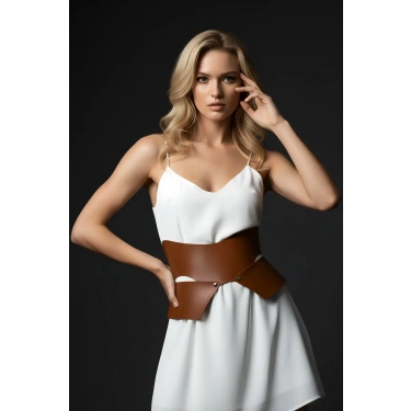 Taba Kadın Kemer Geniş Asimetrik Bel Aksesuarı - Brf1425