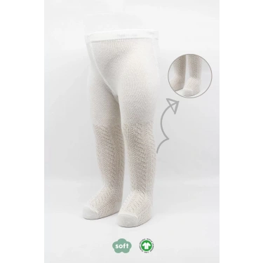 Tekli Zikzak Kabartma Penye Külotlu Çorap Bs50108 Ekru