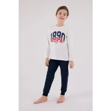 U.s. Polo Assn Uzun Kol Pijama Takım Us2203-4 Beyaz