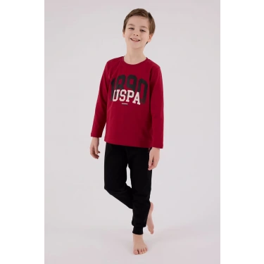 U.s. Polo Assn Uzun Kol Pijama Takım Us2203-4 Bordo