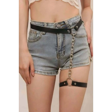 Zincirli Ayarlanabilir Şık Deri Jartiyer Harness - Brf961