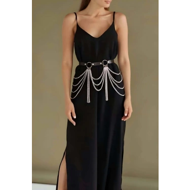 Zincirli Ayarlanabilir Şık Deri Kemer Harness - Brf729