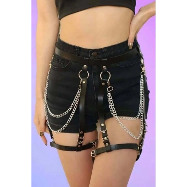 Zincirli Seksi Jartiyer Harness - Brf958